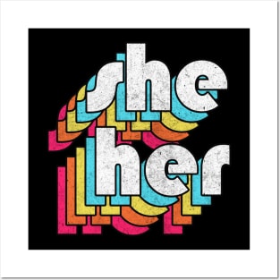 She/Her Pronouns --- Retro Style Design Posters and Art